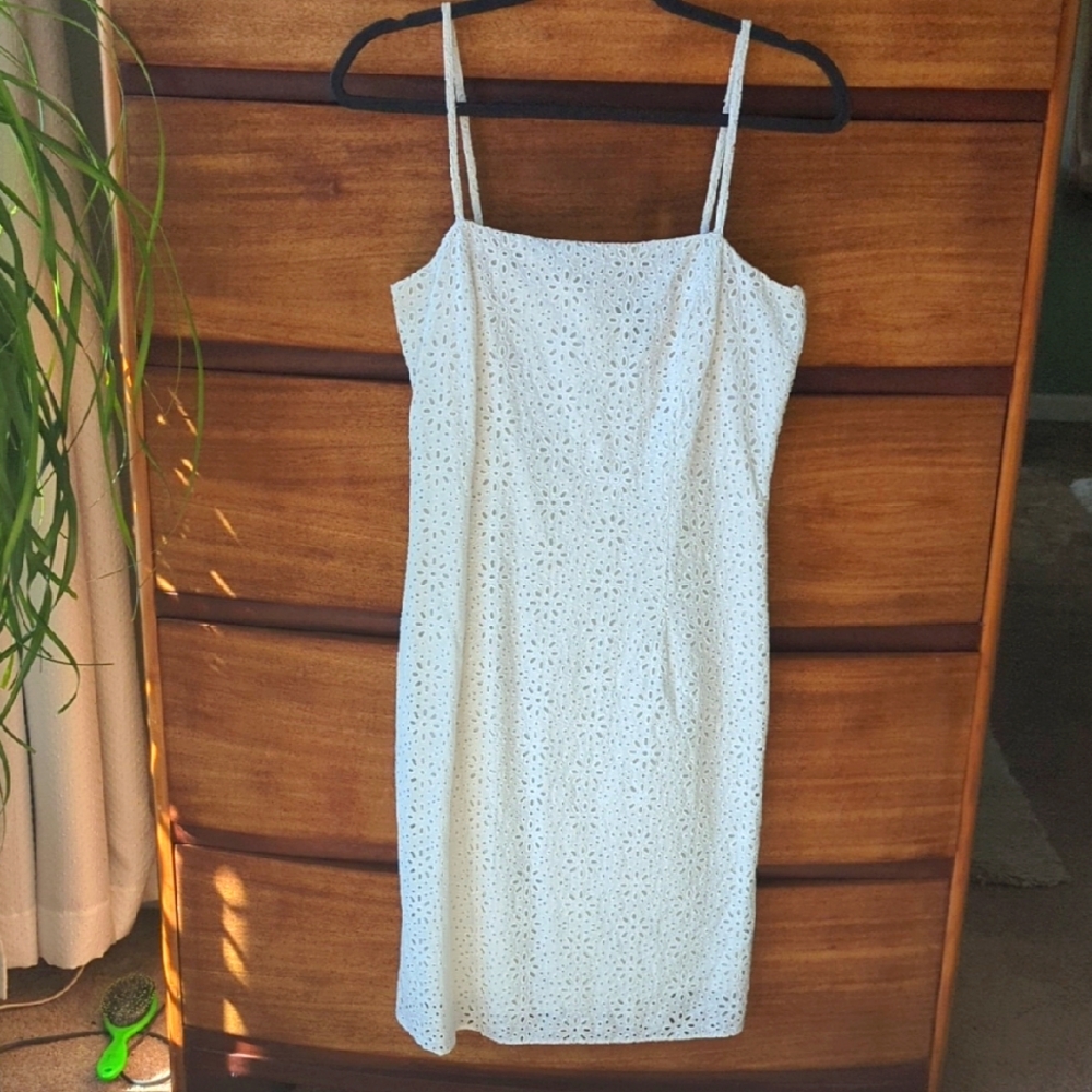 Elegant White Eyelet Dress